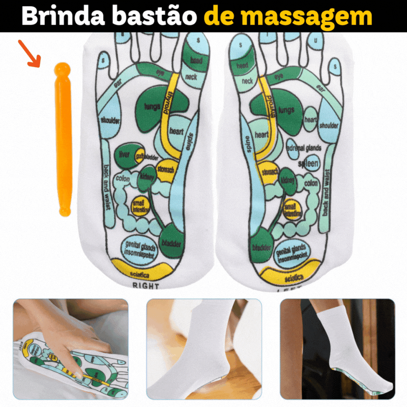 Meias De Massagem Reflexologia nos Pés