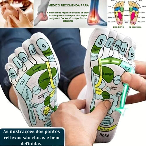 Meias De Massagem Reflexologia nos Pés