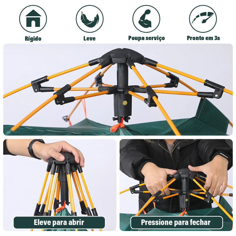Barraca De Acampamento Pop-up - Para 3-4 Pessoas à Prova D'água, Anti-UV